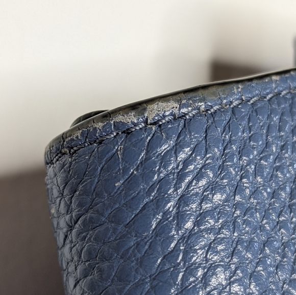 Kate Spade Blue Pebbled Leather Satchel Tote Bag - Picture 6 of 16